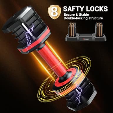 Rendpas Adjustable Dumbbells Set of 2, Select Weight Dumbbell Set, 5 in 1 Free Dumbbell Set with Anti-Slip Texture Handle, Weight Set For Home Gym Suit both Men and Women - Image 8