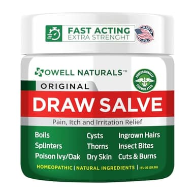 OWELL Naturals Drawing Salve Ointment for ingrown Hair, Boil & Cyst, Splinter Remover, Bug Spider Bites, bee Sting, Mosquito bite Itch, Poison Ivy, Flare, Hangnail - Image 1