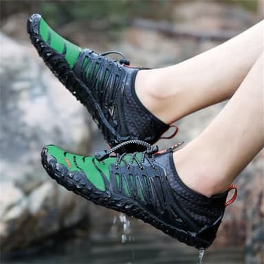 UBFEN Water Shoes Aqua Swim Shoes Mens Womens Beach Sports Quick Dry Barefoot for Boating Fishing Diving Surfing Black Dark Green Color Size US 10 Women 8.5 Men - Image 6