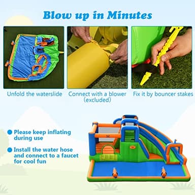 BOUNTECH Inflatable Water Slide Bounce House, Kids Water Park Jump Castle w/Large Splash Pool, 2 Climbing Walls, Water Slides Inflatables for Kids, Water Bounce House for Outdoor Backyard Party Gifts - Image 9