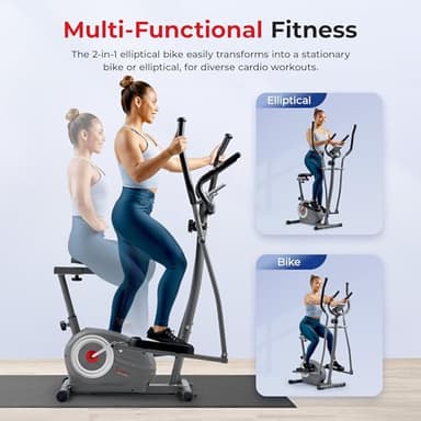 Sunny Health & Fitness Essential Smart 2-in-1 Cross Trainer Elliptical Bike, Magnetic Training Machine for Adult/Seniors Home Gym Cardio Exercises, Free SunnyFit App Bluetooth Connection - SF-E322004 - Image 2