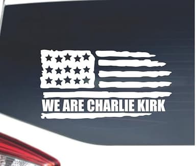 We are Charlie Kirk. for Cars Funny Car Vinyl Bumper Sticker Window Decal | White | 7" inch - Image 1