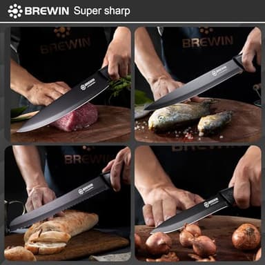 Knife Set, Brewin Kitchen Knife Set, Knives Set for Kitchen, Universal Knife Block, Utility Knife Block Set, New Home Essentials, Apartment Essentials, Dishwasher Safe - Image 6