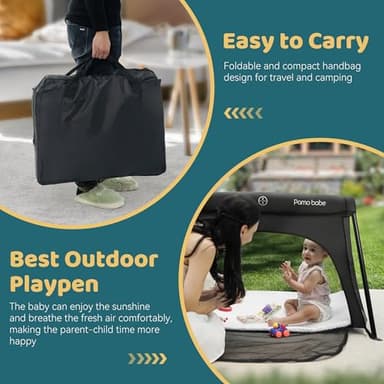 Pamo Babe Travel Crib Lightweight Baby Playard with Mattress Compact Play Yard with Detachable Legs - Image 7