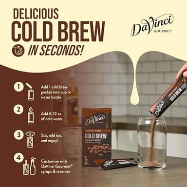 DaVinci Gourmet Slightly Sweet Cold Brew Stick Pack, Instant Coffee Powder, 6 Count (Pack of 1) - Image 4