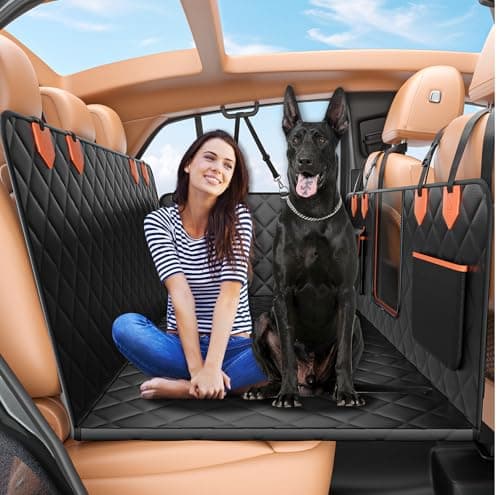IJVAE Hard Bottom Car Seat Cover for Dogs,Waterproof Dog Seat Cover for Back Seat Extender,Scratch-Proof and Anti-Slip Car Dog Hammock for Large Dogs SUV,Black(Holds 500 Lbs) - Image 1