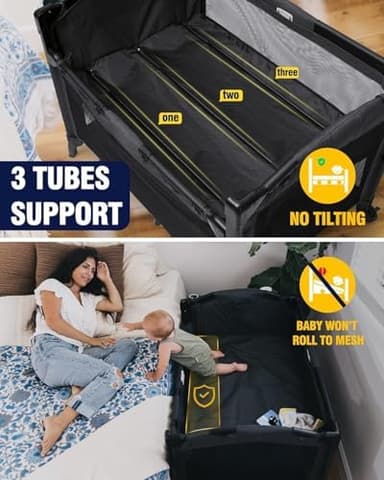 BEKA 4 in 1 Baby Bassinet Bedside Sleeper, Baby Bedside Crib 4 Functions, Bedside Bassinet Crib Sleeper, Playard, Changing Table, Baby Bassinet for Newborn Baby - Image 4