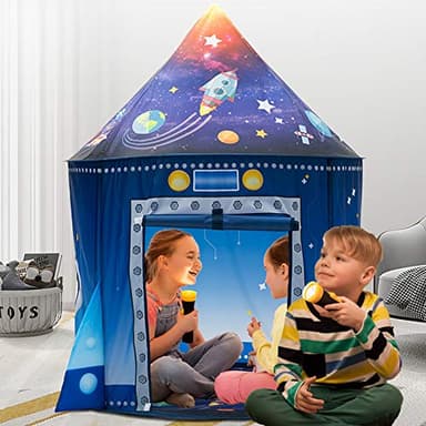 WillingHeart Rocket Ship Play Tent for Kids, Astronaut Spaceship Space Themed Pretend Playhouse Indoor Outdoor Games Party Children Pop Up Foldable Tent Birthday Toy for Boys Girls Toddler Baby - Image 2