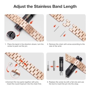 OMIU Thin Band Compatible with Apple Watch 40mm 38mm 41mm 42mm 44mm 45mm 49mm, Premium Stainless Steel Metal Replacement Adjustable Wristband Strap for iWatch Ultra SE Series 9/8/7/6/5/4/3/2/1 Women - Image 5