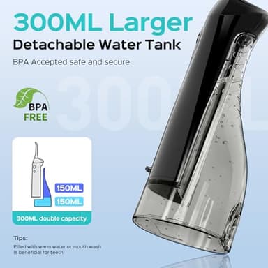 COSLUS Portable Water Flosser with Electric Toothbrush Combo: 2-in-1 Oral Clean Kit for Teeth, Braces, Gums Care - Brushing & Flossing for Adults, Family, Travel Use, BPA-Free, Black, C20 & C41 - Image 4