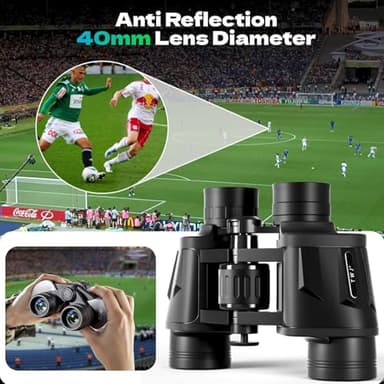 12x40 HD Binoculars for Adults and Kids High Powered, Clear Large View & Low Light Night Vision, Waterproof Binoculars for Hunting, Birds Watching, Cruise Ship, Theaters, Travel and Stargazing - Image 4