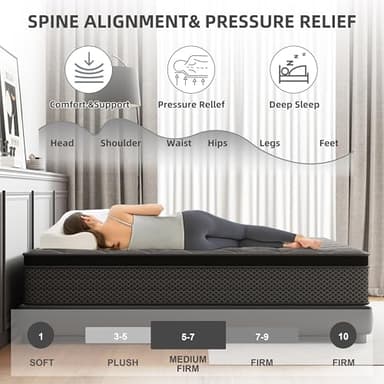 DAJIYUHC Queen Mattress, 12 Inch Hybrid Mattress in a Box, Memory Foam and Pocket Springs, Medium Plush Feel with Motion Isolating, CertiPUR-US Certified, Fiberglass Free -365-Night Trial - Image 5
