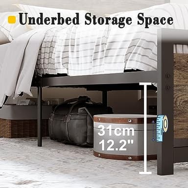 LIKIMIO King Bed Frame with Headboard and Footboard, Metal Strong Supports, Easy Assembly, Noise-Free, No Box Spring Needed, Walnut - Image 6