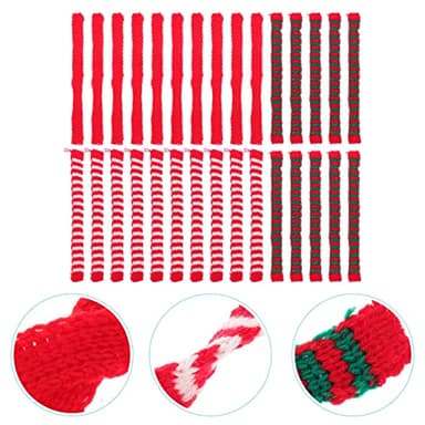 ARTIBETTER 30pcs Christmas Knitted Mini Scarves Xmas Tree Ornaments Miniature Scarf Wine Bottle Decoration DIY Crafts Doll Jewelry Making - Image 8