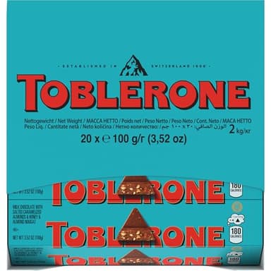 TOBLERONE Milk Chocolate Bar with Salted Caramelized Almonds and Honey and Almond Nougat, Bulk Chocolate, 20 - 3.52 oz Bars - Image 17