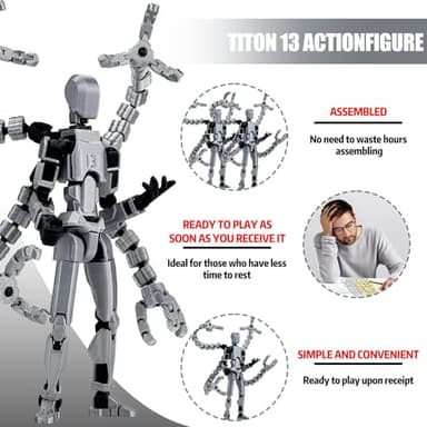 Already Assembled T13 Action Figure Accessories,T13 Multi-Jointed Movable,for Collectors Desktop Decorations t-13 Movability 3D Printed Toys (Gray) - Image 3
