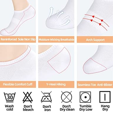 inhees 8 Pairs Ankle Socks Women's and Men Thin Athletic Running Cotton Low Cut No Show Socks - Image 5
