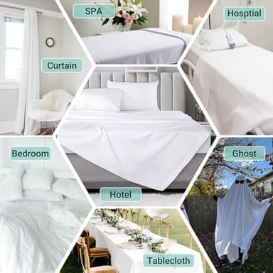 ZPECC White Bulk Flat Sheets Only Queen Size 8 Pack, Easy Sort Top Bed Sheet by Color-Coded Hem Threads, Soft Durable Brushed Microfiber Fabric Hotel Airb&bs Essentials for Hosts, 90"x102" - Image 2