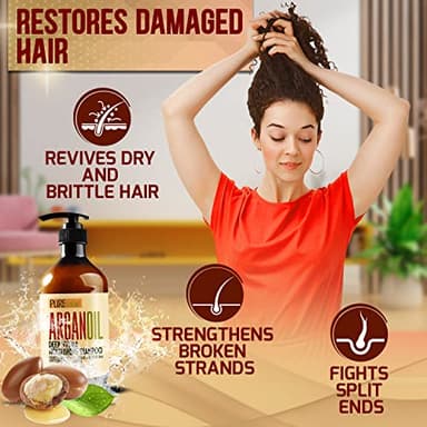 Moroccan Argan Oil Shampoo - Sulfate SLS Paraben Free Moisturizing Treatment for Women and Men - For All Types Including Curly, Dry, Damaged and Oily Hair - Hydrating and Nourishing - Salon Grade - Image 6