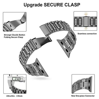 MioHHR Solid Stainless Steel Band Compatible with Apple Watch 44mm 42mm (Series 3/2/1), Metal Strap with Soft TPU Case for iWatch Series 6 5 4 3 2 1 SE SE2 SE3 Women and Men, Space Gray - Image 3