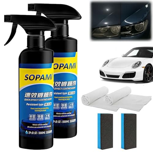 Sopami Car Coating Spray - Quick Effect Coating Agent, Hydrophobic Wax Polish, Scratch Repair & Waterless Wash, Oil Film Emulsion Glass Cleaner, Long-Lasting Shine (2Pcs) - Image 1