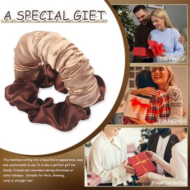 Heatless Curls Scrunchie, Brown Satin Heatless Curlers To Sleep In, Soft Sleepy Ties for Hair, Lazy Scrunchie Rollers No Heat Curls for Long Hair, Fashionable Item for Going Out and Exercise - Image 5
