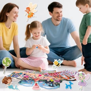 6 Set (260pcs) Puffy Sticker Books Activity for Girls, Fairytale Garden, Princess Party, Mermaid, Kids Zone, Girls' Shop, 3D Reusable Stickers, Travel Sticker Books for Kids Ages 3+ - Image 8