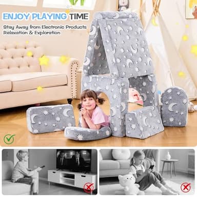IFNOW Modular Kids Play Couch,Toddler Couch Kids Sofa,Child Sectional Sofa,Bedroom and Playroom Furniture for Toddlers,Convertible Foam and Floor Cushion for Boys and Girls,Glow in The Dark,Star - Image 5