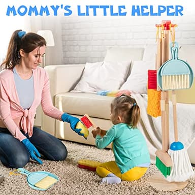 WOODMAM Wooden Kids Cleaning Set for Toddlers,8 Pieces Montessori Cleaning Toys with Kids Broom and Mop Set, Housework Pretend Play Toy Gift for Boys Girls Ages 3+ - Image 5
