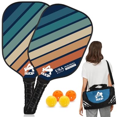 USAPA Approved Pickleball Paddle Set - 2 Pack of PP Honeycomb Core Fiberglass Surface Paddles, Lightweight Pickleball Kit with Breathable Handle, Includes 2 Paddles, 4 Balls, 2 Tapes, and 1 Bag - Image 1