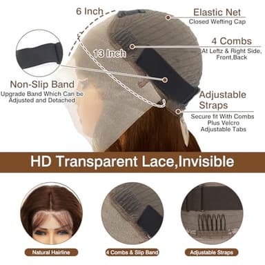Cypha 28 Inch Chocolate Brown Lace Front Wigs Human Hair Pre Plucked 13x6 Straight Lace Front Wigs Human Hair 180% Density Colored #4 Light Brown Glueless Wig HD Lace Frontal Wigs for Women - Image 3