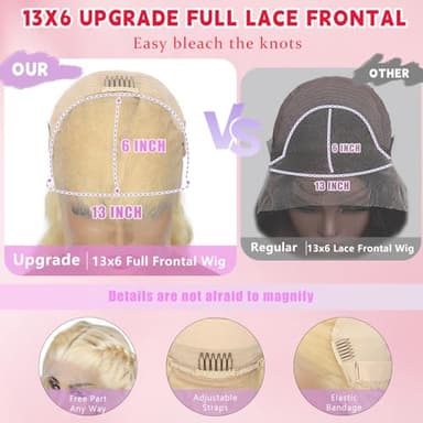 SBDSBD 30 Inch 613 13x6 Lace Front Wig Human Hair 200 Density Blonde Body Wave Lace Front Wigs Human Hair Pre Plucked 613 HD Lace Frontal Wig 13x6 Blonde Wig Human Hair 613 Human Hair Wig for Women - Image 4