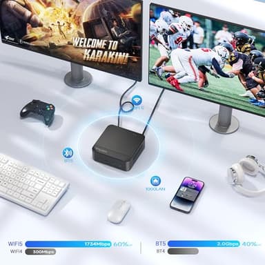OUMAX Mini PC,Twin Lake N150(Turbo 3.6Hz) 16GB DDR4 500GB M.2 SSD Dual LAN, Desktop Mini Computer 4K Dual HDMI Display, Wifi5, BT5.0, Built-in 45W Power Supply - Image 8