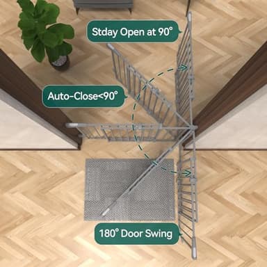Babelio Baby Gate for Stairs, Kitchen & Doorways, 26-43" W 28" H No Bottom Bar| Easy Installation| One-Handed Operation| Auto-Close| Hardware Mount (Drill Needed) Safety Dog/Pet Gate Indoor (Grey) - Image 6