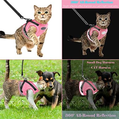 Cat Harness and Leash for Walking, Kitten Escape Proof Harnesses, Adjustable Reflective Puppy Harness with Leashes Set, Easy Adjustable Soft net Breathable Pet Safety Vest - Image 5