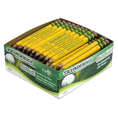 Ticonderoga Golf Pencils With Erasers, #2 HB Lead, Yellow, Pack Of 72 - Image 2