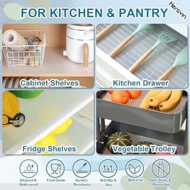 Hersvin Shelf Liners 20 in x 20 ft EVA Drawer Mats, Non-Adhesive Cupboard Protector, Kitchen Cabinet Lining Fridge Liner (Clear Stripe, 50.8x610cm) - Image 4