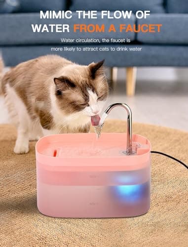 Cat Water Fountain, 84OZ/2.5L Cat Fountain, Super Silent Pet Water Fountain, Activated Carbon Filter, Translucent Pet Water Dispenser Suitable for Multiple Pets Family (Pink) - Image 3