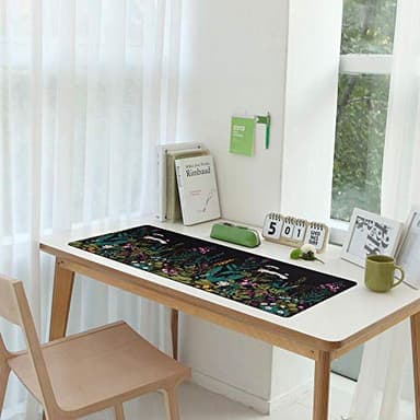 iCasso Desk Mat, Big Desk Pad, XXL Extended Gaming Mouse Pad, Large Mouse Pad for Desk Protector, Rubber Base Mousepad with Stitched Edges, Keyboard Mouse Mat for Work, Game, Office, Home - Weeds - Image 9