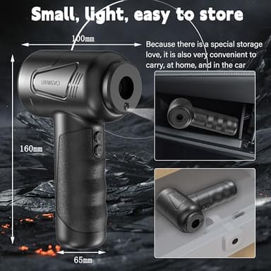 Compressed Air Duster-Cordless Air Blower-Electric Air Duster for Cleaning Keyboard PC-Air Cleaning Kit-3 Speed Duster Cleaner with LED-Light-no Canned air dusters-car Dusters - Image 6