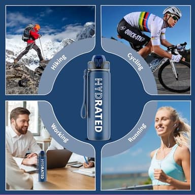 QLUR Water Bottle with Straw, 32oz Motivational Water Bottles with Time Marker to Drink, Tritan BPA Free, 1L Sports Water Bottle with Carry Strap LeakProof for Women Gym Fitness Outdoor (1 Pack) - Image 6