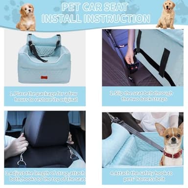 Dog Car Seat - Memory Foam Dog Booster Seat for Small Dogs Up to 25lbs-Elevated Pet Car Seat with Storage Pockets and Dog Seat Belt-Soft Pet Travel Bed for Front & Back Seats-Removable Washable-Blue - Image 5