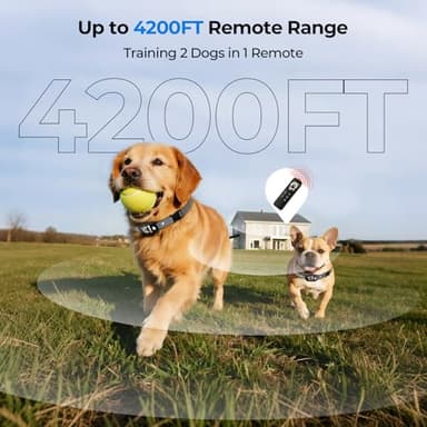 Dog Shock Collar for 2 Dogs (10-120Lbs), 4200FT Remote Training Collar with Light for Night Walks, 3 Training Modes, IP67 Waterproof Rechargeable E-Collar with Exclusive Shock Lock - Image 2