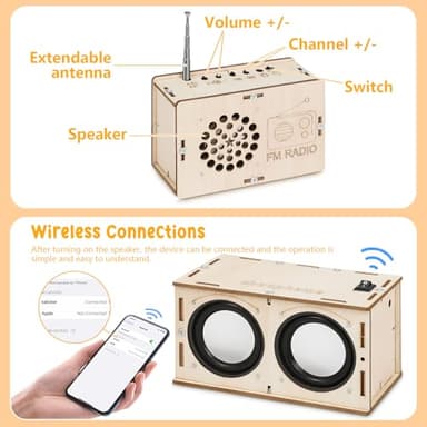 Stem Projects Toys for Boys age 8-12 12-14 Science Kit Building Own Bluetooth Speaker & FM Radio DIY Electronics Kit Science Experiments Kid 9-12 Boy Toys Birthday Gift 8 9 10 11 13 Year Old Teen Girl - Image 2