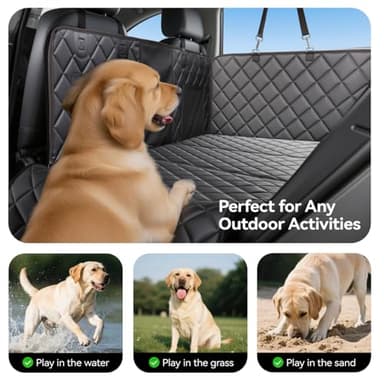 BEARCOVER Reversible Dog Car Seat Cover for Back Seat,Waterproof Scratchproof Pet Backseat Protector,Large Sturdy Back Seat Extender with Detachable Hard Bottom,Dog Hammock for Car,Trucks,SUVs (Black) - Image 4