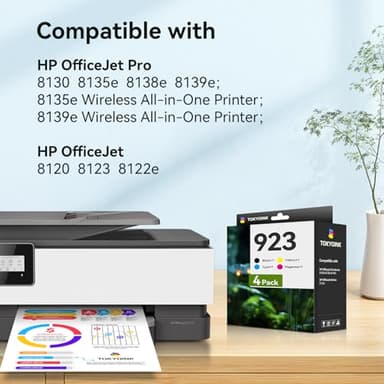 923 Ink Cartridges Combo Pack Replacement for HP 923 Ink Cartridges Work with OfficeJet 8120 8122e 8123 OfficeJet Pro 8130 8135e 8138e 8139e Printer Without Chip (4 Pack) - Image 2