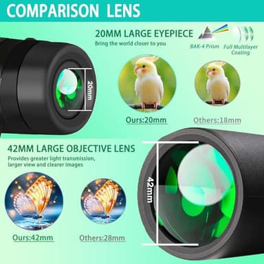 ZIYOUHU 10x42 Binoculars for Adults High Powered- Large View with Clear Vision Waterproof & Fogproof Lightweight Easy Focus Compact Binoculars for Bird Watching Hunting Travel Sports Opera Concert - Image 3