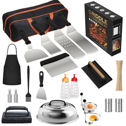 120 Pcs Griddle Accessories Kit for Blackstone - Perfect Flat Top Grill Accessories for Outdoor, Professional Round Melting Dome with Cast Iron Smash Burger Press for Barbecue. - Image 1
