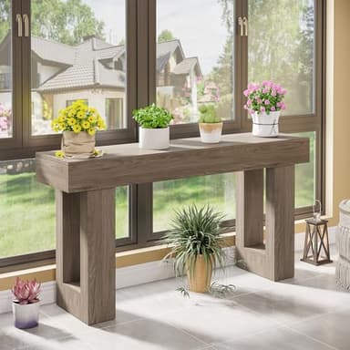 Tribesigns 63-Inch Long Console Table, Wooden Rectangular Sofa Table Behind The Couch, Farmhouse Entryway Table for Entrance, Hallway, Living Room (Grey) - Image 6