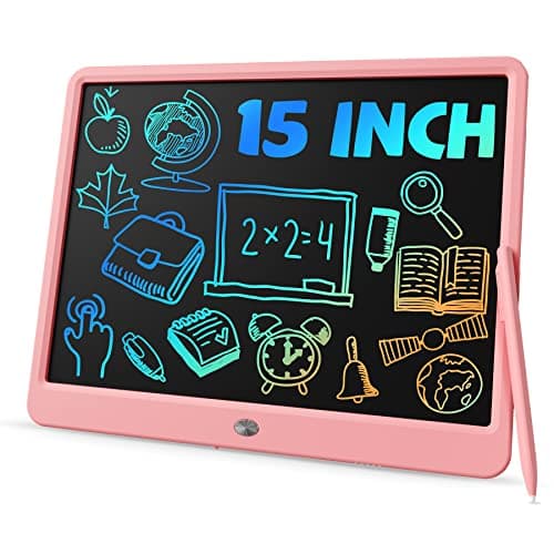 TEKFUN Teen Girl Gifts Ideas, 15inch LCD Writing Tablet for Kids Age 8-10 and Up, Doodle Board 4 5 6 7 Year Old Girl Toys, Mothdays Day Gifts Homeschool Supplies Easter Gifts for Adults(Pink) - Image 1